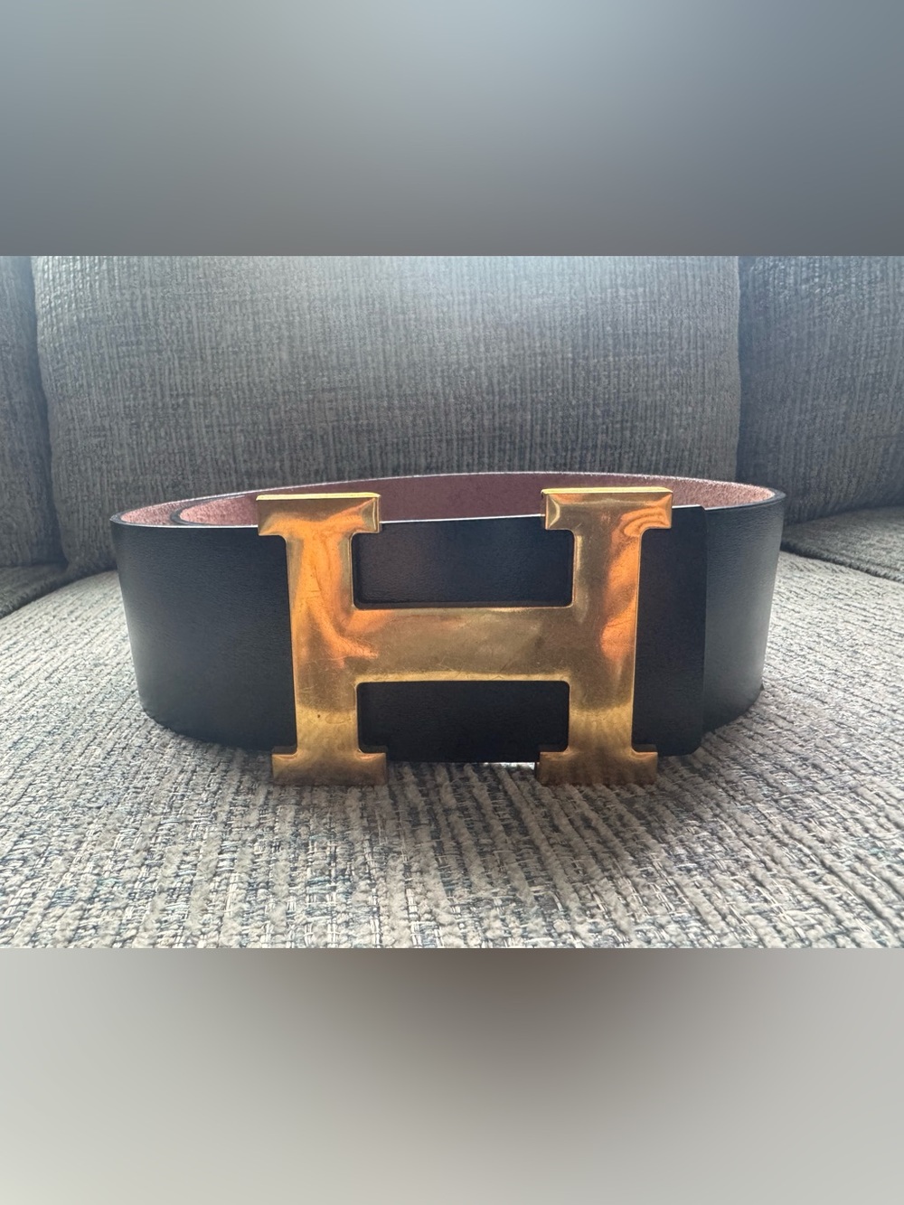 Hermes H leather belt